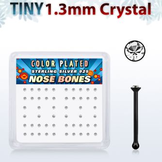 nbrb6xc box w black silver nose bone w 1 25mm round crystals