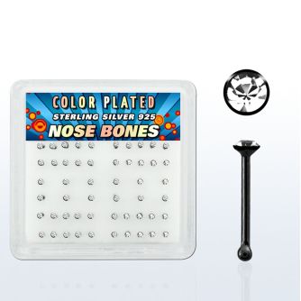 nbrbbxc caja display piercing nariz hueso plata esterlina 925 negro 0 6mm cristal redondo claro 1 5mm venta
