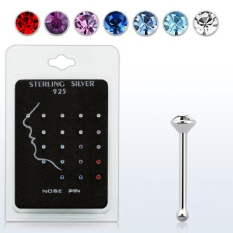 nbrdpkm pack of silver nose bones with assorted crystal tops