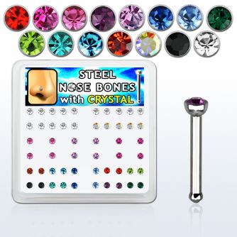 nbs20xm caja piercing nariz hueso acero 316l cristal redondo 2mm distribuidor mayorista