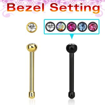 nbsbt20 piercing nariz hueso acero 316l anodizado redonda 2mm cristal bisel al por mayor