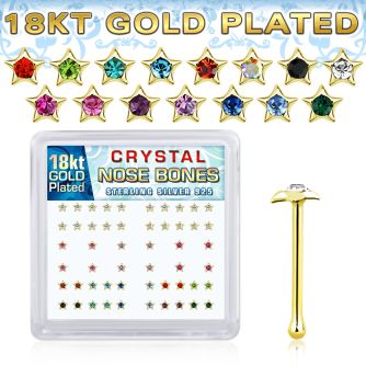 nbstxmg 18k gold plated silver nose bones color star