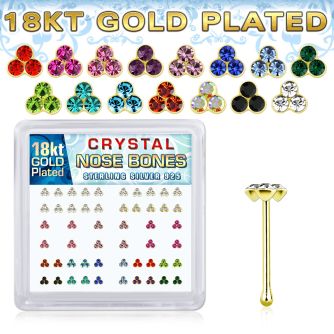 nbtrmg 18k gold plated silver nose bones color triangle