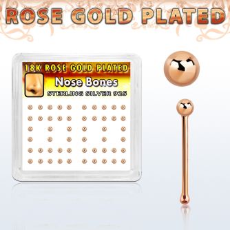 nbxrsb box rose gold silver nose bones w 1 5mm ball shaped top
