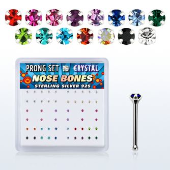 npbms caja display piercing nariz hueso plata esterlina 925 0 6mm cristal redondos 1 4mm distribuidor mayorista