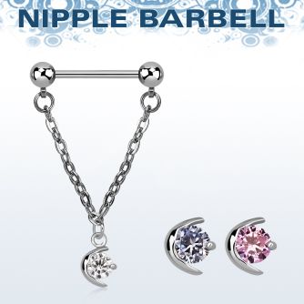 npdl2 barbell pezon acero quirurgico bolas 5mm conectadas traves luna zirconita mayorista