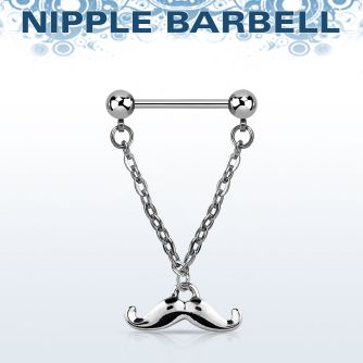 npdl37 barbell pezon acero quirurgico bolas 5mm conectadas traves colgante bigote feliz distribuidor mayorista
