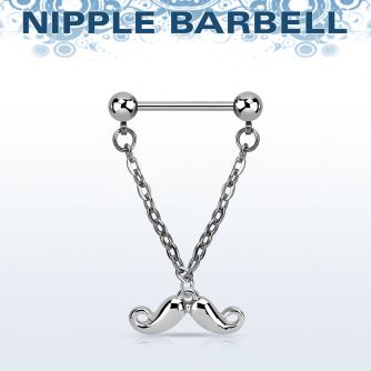 npdl38 barbell pezon acero quirurgico bolas 5mm conectadas traves colgante bigote feliz al por mayor