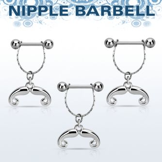 npdl39 barbell pezon acero quirurgico bolas 5mm conectadas traves colgante bigote frances al por mayor