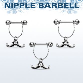 npdl40 barbell pezon acero quirurgico bolas 5mm conectadas traves colgante bigote feliz distribuidor