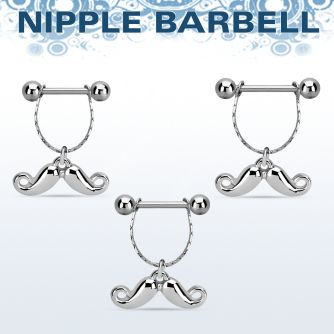 npdl41 barbell pezon acero quirurgico bolas 5mm conectadas traves colgante bigote feliz venta