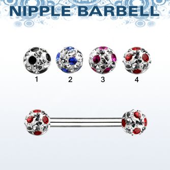 npfr5a barbell pezon acero quirurgico bolas 5mm multi cristal ferido puntos distribuidor