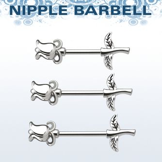 npsh3 surgical steel nipple barbell in a tulip design