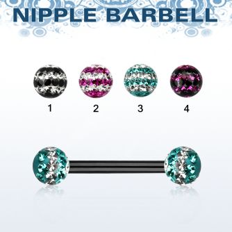 nptfr5d barbell pezon acero quirurgico anodizado bolas multi cristal ferido 5mm triple linea 14mm 16mm venta
