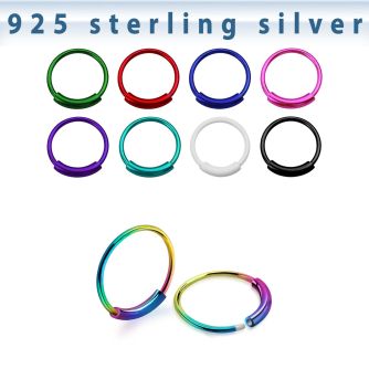ns01bl color plated silver endless nose hoop with diameter 8mm
