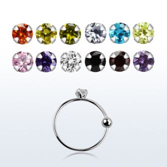 ns05z2m silver noose hoop w a 2mm prong set round cz stone 8mm