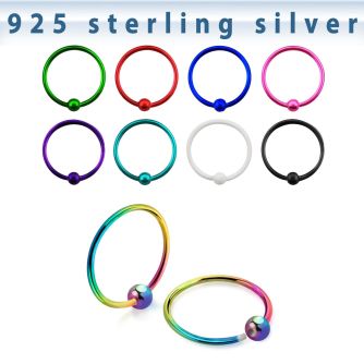 ns06bl color plated sterling silver nose hoop with ball
