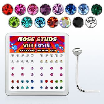 ns14mx caja display piercing nariz l plata 925 0 6mm cristal redonda 2mm al por mayor