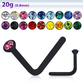 nsack2 black acrylic nose stud with a 1 5mm round crystal top