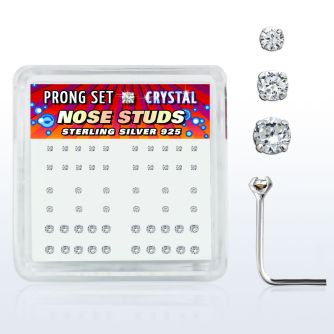 nsbxpbc caja display piercing nariz l plata 925 0 6mm cristal claro redondo tamanos 1.4mm 1 5mm 2mm distribuidor