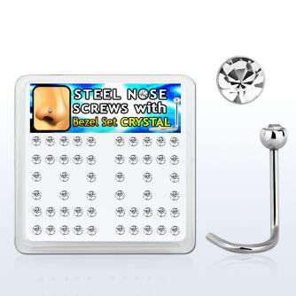 nscb25xc box of 316l steel nose screws w 2 5mm clear crystal