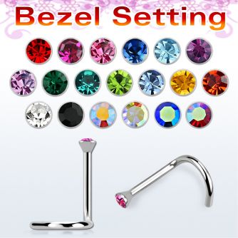 nscb2 316 steel nose screw w flat 2mm head w bezel set crystal