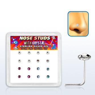 nsfbs16m caja display 16 piercing nariz l plata esterlina 925 0 6mm cristal extra plano redondo 2 5mm venta