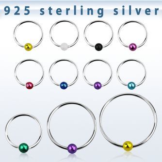 nskb sterling silver nose hoop with a color plated ball
