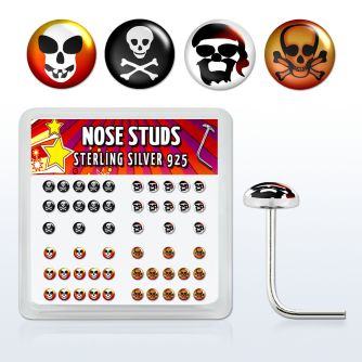 nslgx2 caja display piercing nariz l plata esterlina 925 0 6mm disenos variados logos calavera mayorista