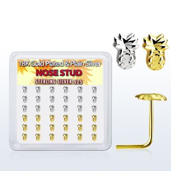 nsmpa36 caja display 36 piercing nariz plata 925 0 6mm pina plata lisa oro 18 kts las al por mayor