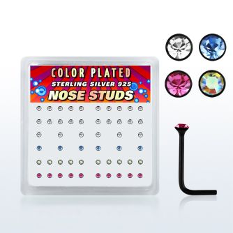 nsrbbxm caja display piercing nariz l plata esterlina 925 negro 0 6mm cristal distribuidor