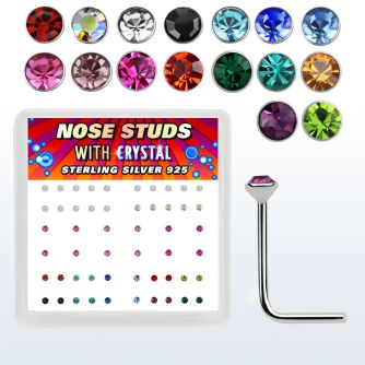 nsrdbxm caja display piercing nariz l plata esterlina 925 0 6mm cristal 1 5mm al por mayor