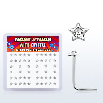 nsstxc caja display piercing nariz l plata esterlina 925 0 6mm estrella cristal centro claro redondo al por mayor