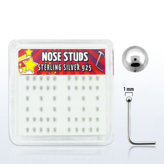 nssv1bx caja display piercing nariz l plata esterlina 925 0 6mm bola plata lisa 1mm distribuidor