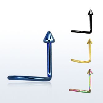 nstcn anodized 316l steel nose stud with 2mm cone shaped top