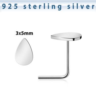 nsvdr 925 sterling silver nose stud teardrop shaped top