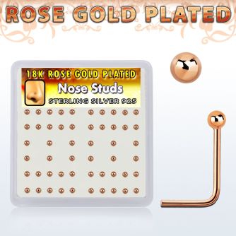 nsxrsb2 caja display piercing nariz l plata 925 0 6mm oro rosa bola 2mm mayorista