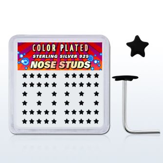 nsxsak caja display piercing nariz l plata esterlina 925 0 6mm estrella negro 2 3mm al por mayor
