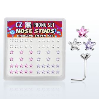 nszbsm caja display piercing nariz l plata esterlina 925 0 6mm zirconia estrella 3mm distribuidor