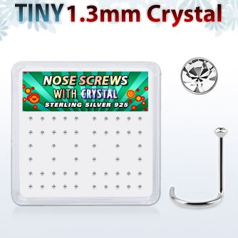 nw6cx caja display 52 piercing nariz l plata esterlina 0 6mm cristal 1 25mm mayorista