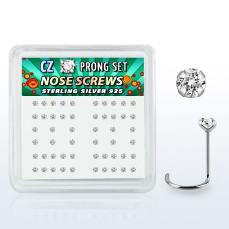 nwczbxc box w 52 silver nose screws w prong set 2mm clear czs