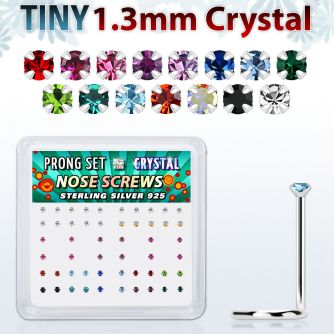nwp6mx caja display 52 piercing nariz l plata esterlina 0 6mm tiny 1.25mm crystals distribuidor
