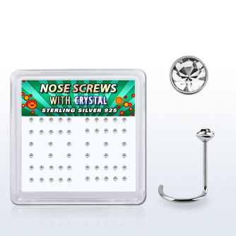nwrdbxc box w 52 silver nose screws w 1.5mm clear crystals