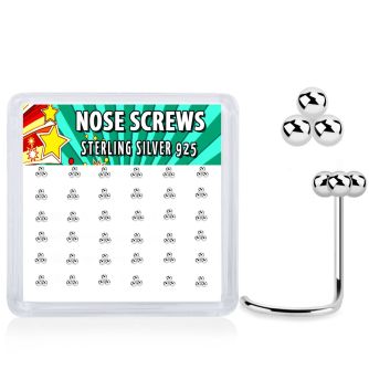 nwtsv36 925 sterling silver nose screws triple balls