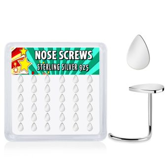 nwvdr36 925 sterling silver nose screws teardrop shaped tops