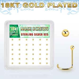 nwx18b box w 52 18k gold plated silver nose screws w 1.5mm ball