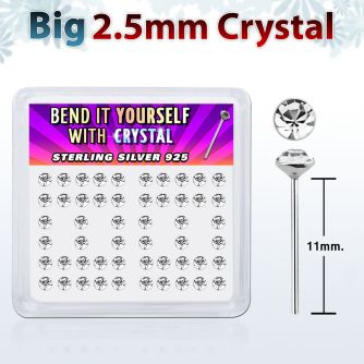 ny19cx caja display piercing nariz doblar tu mismo plata esterlina 925 0 6mm cristal claro 2 5mm distribuidor mayorista