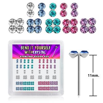 nybxm1 925 sterling silver nose studs color crystals