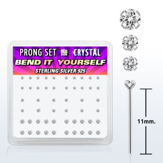 nybxpbc caja display piercing nariz doblar tu mismo plata esterlina 925 0 6mm cristal redondos claros mayorista