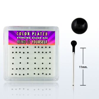 nykbbx silver bend it nose studs with 1 5mm black ball tops